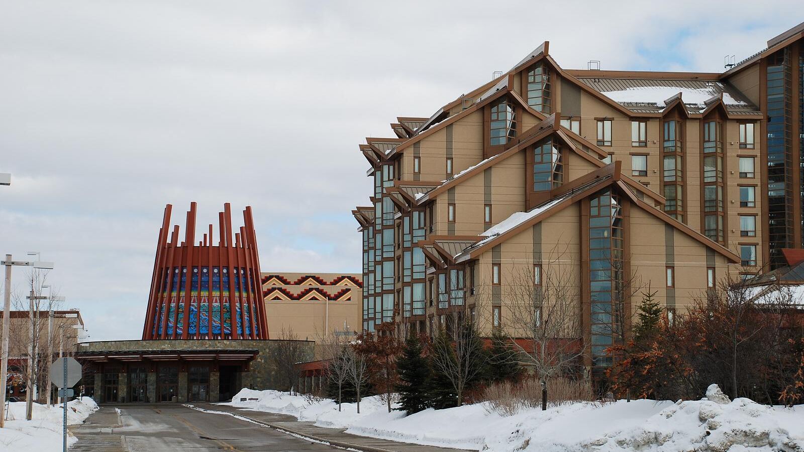 Casino Rama Resort hotel tower and entrance in winter